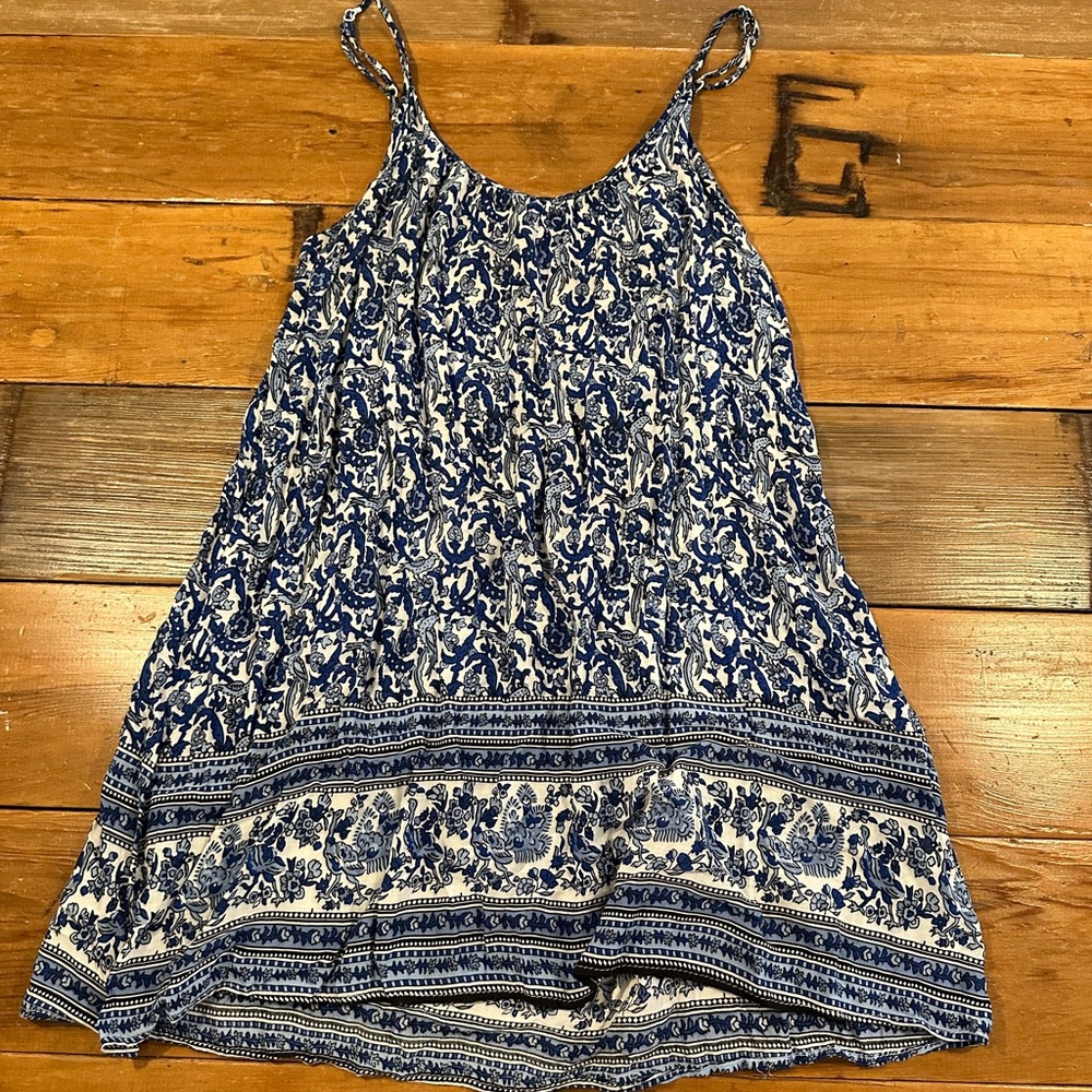 Tysa Blue & White Floral Print Tank Top Size 0